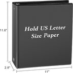 CIXILDTS 2" 3 Ring Binder, Standard 2-inch Round Ring Binder Fit Letter Size Paper, Presentation View Binders, Black, 6-Pack