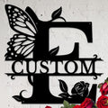 Personalized Custom Letter Name metal Signs,Custom Black Letter Monogram Wall Art Decor,Metal Signs Plaques Outdoor wall Decorative Signage (E)