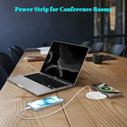 PD 20W USB C Desk Power Grommet with 15W Wireless Charger Cover, Recessed Power Strip with 18W USB A and 2 AC Outlets,Hidden Power Outlets with 6FT Cords for Office, Home, Conference(White)