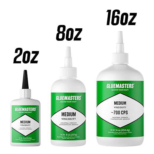 Glue Masters Industrial Grade Cyanoacrylate Adhesive - Medium Viscosity, 8 oz, Super Glue