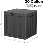 Yardgrace 30 Gallon Waterproof Outdoor Storage Box - All-Weather Deck Box for Patio & Pool, Lockable Resin Patio Deck Box with UV Protection, Matte Black
