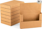 YUSHYIJIE 9x6x1.3 inch Small Shipping Boxes, Multi-Depth Flat Cardboard Boxes with Fragile Stickers for DVD Shipping, Packing, Moving, Storage, Brown, 25 Pack
