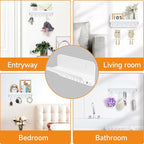 Beego Entryway Key Holder for Wall - White Acrylic Key Rack with Shelf Decorative Key Hanger Wall Mount Mail Organizer with 6 Key Hooks for Office Hallway Kitchen Living Room Home Décor
