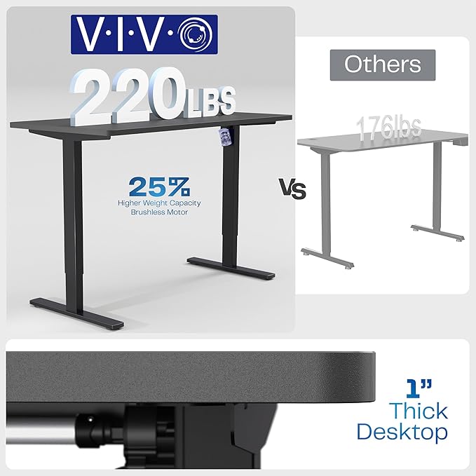 VIVO Electric 55 x 28 in Standing Desk, Memory Height Adjustment, 1B Series, Holds 220 lbs, One-Piece Rustic Vintage Brown Top, Gray Frame, DESK-KIT-1G55N