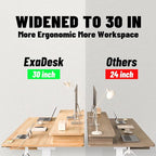 ExaDesk 55 * 30 Inches Electric Standing Widened Desk Adjustable Height with 4 Drawers, Double Storage Shelves, Home Office Workstation Sit Stand up Desk (Nature)