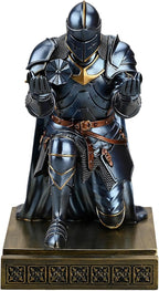 Amoysanli Medieval Armored Warrior Wearing Outerwear, Mobile Phone Stand Knight Pen Holder Desk Organizers, Resin Bookends Paperweight with a Letter Opener for Desk (Blue)