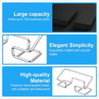 Grevosea 2 Pack Business Card Holder Desk Business Card Organizer Metal Desktop Cards Display Stand for Office Reception Event Conference Room Decor Desk Accessories (Silver)