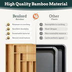 Silverware Organizer Large, Magnetic Connected Expandable 11 Slots Silverware Drawer Organizer From 21 to 37.4 Inches, Adjustable Flatware and Cutlery Holder, Bamboo Utensil Tray for Kitchen Natural