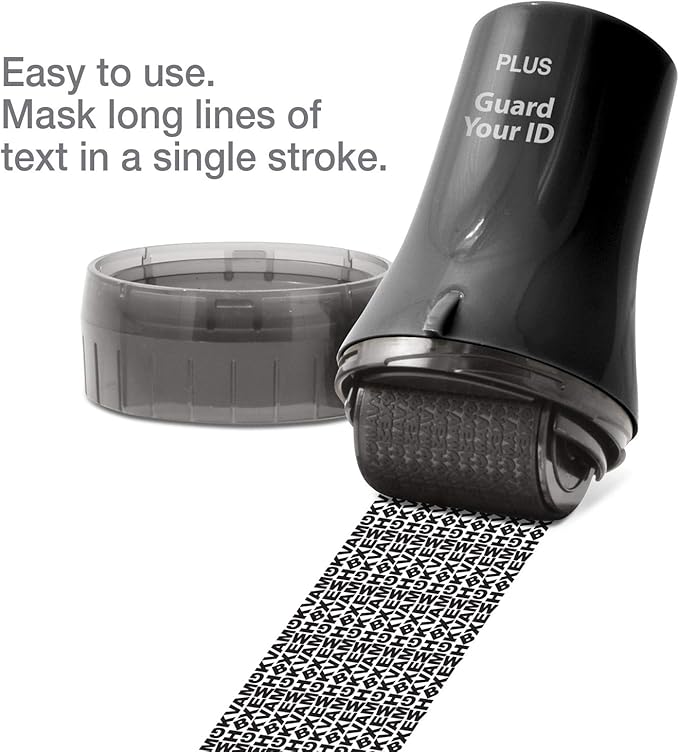Guard Your ID Wide Advanced Roller 2.0 Identity Theft Prevention Security Stamp Black