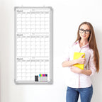 Lincia 36" x 18" Double Sides Dry Erase Calendar for Wall Undated Dry Erase Calendar Planner Aluminum Frame Whiteboard for Home School Office Projects Wall Fridge