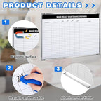 Lincia Make Ready Maintenance/Repairs Dry Erase Whiteboard Magnetic Dry Erase Board with Lines Sliding Marker Tray Aluminum Frame White Board Planner for Wall for Track Office Supplies