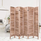 Giantex 6 Panel Wood Room Divider, 5.6 Ft Tall Folding Freestanding Partition Privicy Room Dividers Screen for Home, Office, Restaurant, Bedroom (Brown)