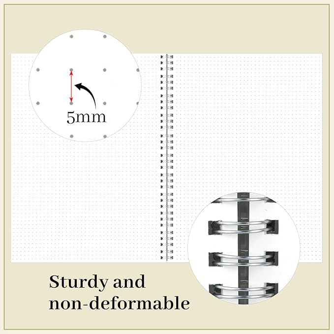 BESARME 80 Sheets A4 Dot Grid Spiral Notebook, 2PCS Dotted Notebook 8.5" × 11" College Ruled Grid Notebooks for School Office
