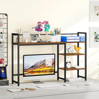 Snughome Desk Shelf, 44.9" Large Desktop Organizer Shelf, Desk Hutch for Computer Monitor, 4 Tier Desk Top Display Rack, Wood Desktop Bookshelf Storage Rack for Home Office Dorm