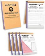 Custom Carbonless Invoice Book with Logo, Personalized Cover & Inner Pages, 2 Part NCR Receipt & Work Order Forms, Easy Tear, Writing Shield for Small Business (2-Part [White/Red], 11.8x8.3INCH)