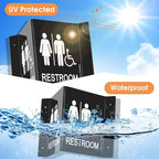 Faittoo Restroom Sign, Bathroom Signs, (4 Pack) 6 x 8 Inches Acrylic Sign, for Office or Business Bathroom and Toilet Door or Wall Decor, Indoor Outdoor Use, Black (Men and women with Handicap)