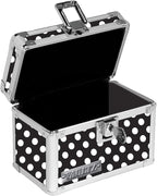 Vaultz Locking Index Card File Box with Flip Top, Holds 350 3x5 Cards, Black & White Polka Dot (VZ03715)