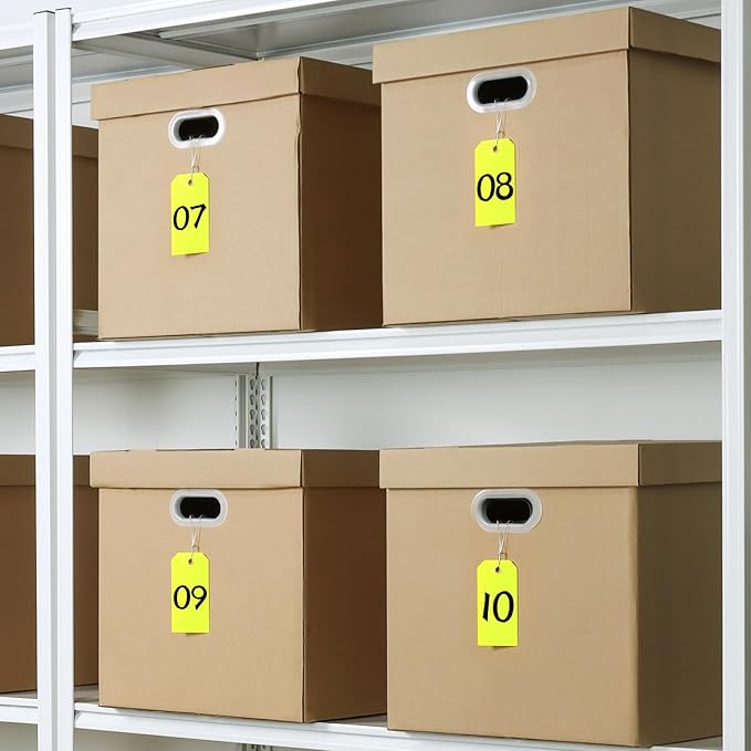 500 Pieces Plastic Shipping Tags with Wire Waterproof Hang Tags Heavy Duty Labeling Tags with String Wires Tags Labels Labeling Tags Stacking Tags for Equipment Car Parts (Yellow, 4 3/4 x 2 3/8)