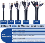 Wire Loom Tubing 1/4"-10ft 3/8”-10ft 1/2”-10ft, YCLYC Split Loom Cord Protectors, Flexible Wire Conduit Automotive, Black