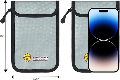 2 Pack Small Fireproof Bag(5.2 x 8 inches), Fireproof Wallet Pouch, Non-itchy Waterproof Cash Bag for Cash, Valuables, Passport, Currency & Keys