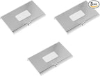Stephanie Imports Set of 3 Slim & Minimalist Metal Business Card Holder Unisex Case (Silver Plate Ridges)