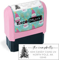 ExcelMark Address Stamp - Custom Return Address Stamp with Elegant Designs, Vibrant Colors & Patterns – Perfect for Mail, Invitations & Gifts (Holiday)