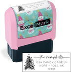 ExcelMark Address Stamp - Custom Return Address Stamp with Elegant Designs, Vibrant Colors & Patterns – Perfect for Mail, Invitations & Gifts (Holiday)