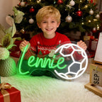 Custom Neon Name Sign Personalized with Football Baseball Soccer Basketball Pattern-Gift Sports Led Neon Lights for Wall Decor Man Cave Boys Girls Kids