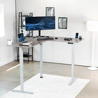 VIVO Electric Corner 63 x 55 inch L-Shaped Standing Desk, Memory Height Adjustment, Dark Gray Top Gray Frame, DESK-E3CTGG