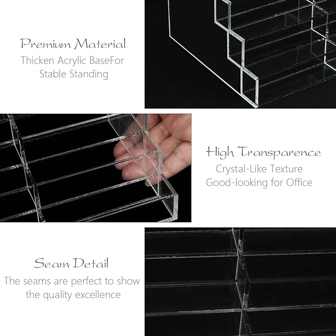 Vevitts Acrylic Business Card Holder for Desk Multiple Business Card Holders 28 Slot 7 Tier Large Business Card Organizer Business Card Display Rack Clear Plastic Business Card Stand for Home Office