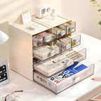 OSteed Spacious Desktop Storage Box, 1 Large Storage Drawer, Stackable Office Desk Drawer Organizer and Accessories, Printer Paper Organizer, Cream Plastic Drawers for Workspace & Home