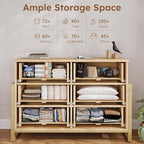 LGHM Fluted Dresser for Bedroom with 6 Drawers, 6 Drawer Dresser, 50" W Chest of Drawers Closet Organizers & Storage Clothes -Solid Semicylinder Fluted Drawers, Bold Reinforcement Metal Frame, Oak