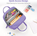 Sooez Large Pencil Case Pouch, Extra Big Pencil Bag with 5 Compartments, Pen Bag Wide Opening, Soft Corduroy Pencil Pouch Organizer with Zipper, Cute Aesthetic School Supplies for Teen Girls-Purple