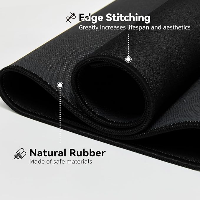 Reniteco Large Gaming Mouse Pad with Durable Stitched Edges, Non-Slip Rubber Base, Big Computer Keyboard Mouse Mat Desk Pad for Home Office Gaming Work, 27.6''x11.8''x0.12'', Black