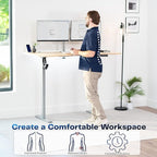 VIVO Electric 63 x 32 in Standing Desk, Memory Height Adjustment, 1B Series, Holds 220 lbs, Light Wood Top Gray Frame, DESK-KIT-1G1C