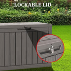 PATIOEASY Outdoor Storage Box 270GAL Waterproof Resin Deck Box,UV-Resistant Lockable Delivery Bin for Garden Tools,Large Patio Outside Cushions,Pool Accessories Supplies,Chest,Furniture,Package,Grey