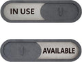 GEEKBEAR In Use Available Slider Door Sign for Home Office - Premium MDF, 7.5 x 2.2 in (Gray)