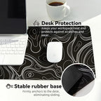 Reniteco Waterproof Large Gaming Mouse Pad with Durable Stitched Edges, Non-Slip Rubber Base, Grainy Jacquard Mouse Mat Desk Pad for Home Office Gaming, 31.5''x11.8''x0.12'', Topographic Map White