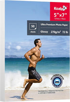 Koala Ultra Premium Photo Paper 5x7 In Glossy Photo Printer Paper for Inkjet Printer Water Resistant 50 Sheets 72lb
