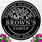 Welcome to Our Home Metal Sign, Personalized Family Name Tree of Life Sign, Custom Tree of Life Name Sign, Custom Welcome Door Sign, Metal Welcome Signs, Door Hanger, Housewarming Gift