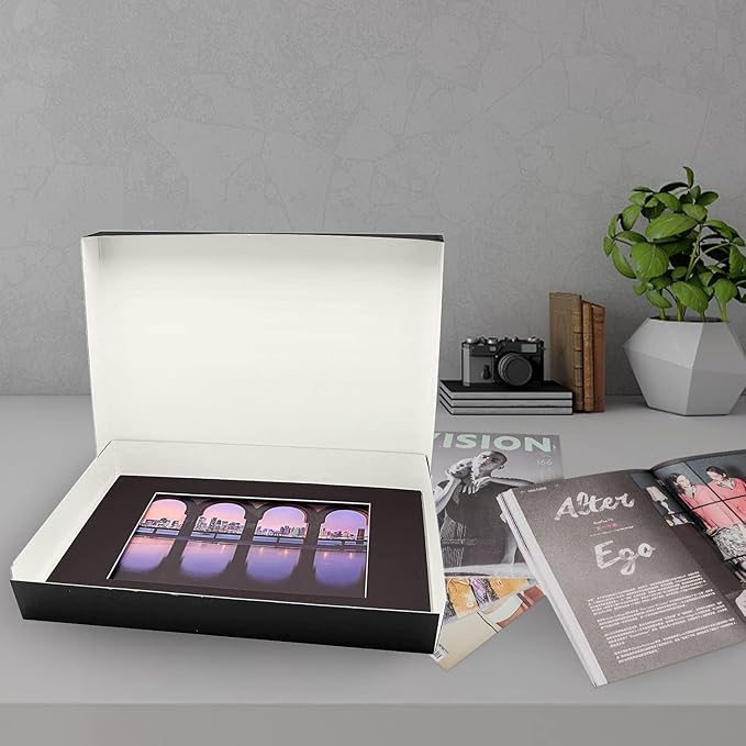 Lineco Museum Archival Storage Box, 16.75x20.75x3 in. Drop Front Design. Acid-Free with Metal Edge. Organize Photos, Pictures, Prints, Documents, Crafts, DIY. Black, 2 Pack