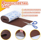 Felt Furniture Pads, Non Slip Self Adhesive Cuttable Felt Tape Brown Heavy Duty Felts Strip Roll for Protecting Hardwood Floors Chair Wall Protector (40 x 5 x 0.12 Inch)