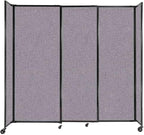 Versare Straightwall Sliding Portable Wall Partition | Freestanding Office Dividers | Locking Wheels | Temporary Room Separator | 7'2'' Wide x 6'10'' Tall Cloud Gray Fabric Panels