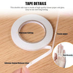 Double Sided Tape for Clothes, Fabric Tape, Double-Sided Hem Tape for Hemming, Clothing, Scrapbook Supplies, Gifts Box, Scrapbooking, Tear-by-Hand, 6 Roll Heavy Duty Multi-Size Adhesive Tape
