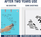 TSJ OFFICE Glass Dry-Erase Board - 48 x 32 Inches Wall Mounted Glass Whiteboard, Large Frameless Magnetic White Board for Office, Home & School, Blue