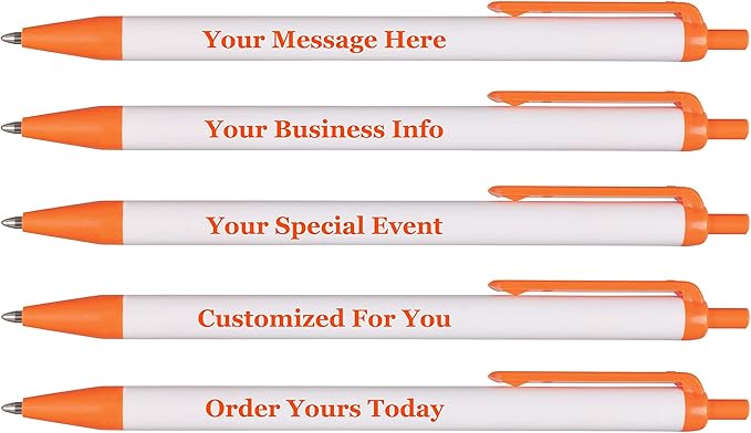 RevMark Personalized Ballpoint Pen, Custom Printed Name, Business or Event Information, Timeless Advertising, USA Made Pens, Promotional Marketing, Smooth Black Ink, Bulk Pack (Orange,1000 Ct)