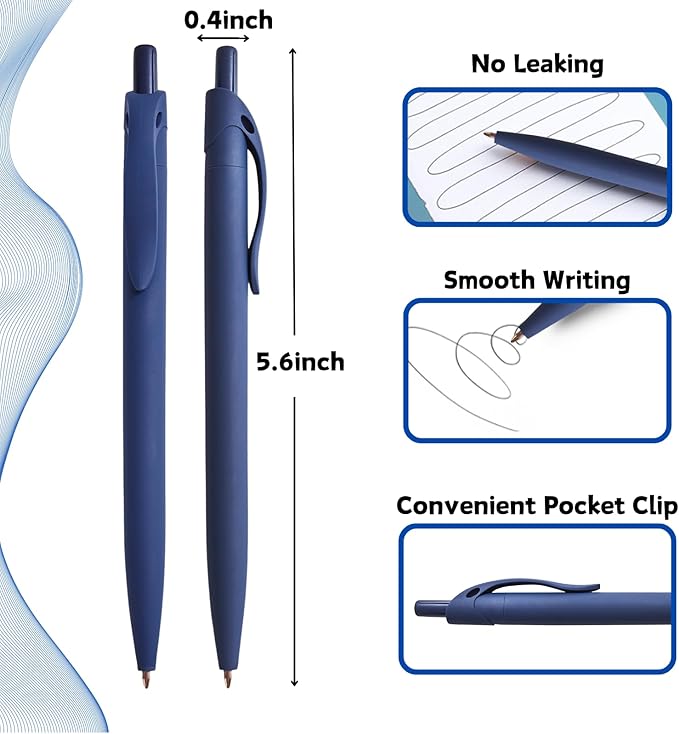BallPoint Pens, 100 Pack (BLACK Ink),Bulk Pens, Navy Blue Barrel,Click Pens for Office Home and School, Retractable Ballpoint Pens, Medium Point, 1.00MM (Navy Blue)