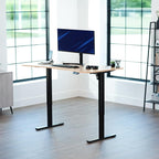 VIVO Electric 63 x 32 in Standing Desk, Memory Height Adjustment, 1B Series, Holds 220 lbs, Light Wood Top Black Frame, DESK-KIT-1B1C