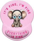 ITNRSIIET Ergonomic Mouse Pad with Gel Wrist Support Small Wrist Rest Smooth Surface Non-Slip PU Base Comfortable Office Supplies Pain Relief, 8.7 x 7.2 inches, Pink Pretty Elephant