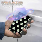 BWEGRHE Slim Credit Card Holder, Cute Dinosaurs RFID Blocking Metal Wallet for Men & Women, Aluminum Minimalist Hard Case Pocket-Sized Business Cards Organizer (Fits Up to 10 Cards)